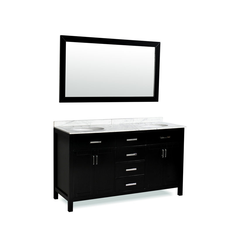 Orren Ellis Weatherford 60" Double Bathroom Vanity Set with Mirror